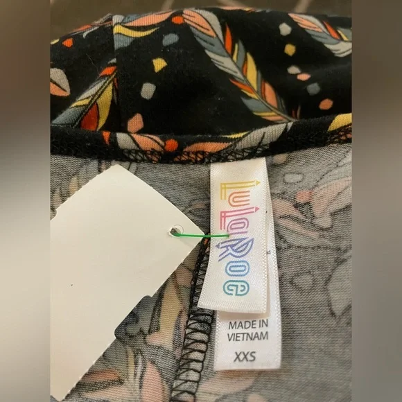 LulaRoe Black Dress Feather Print‎ Stretchy Comfortable!  XXS - Picture 5 of 6